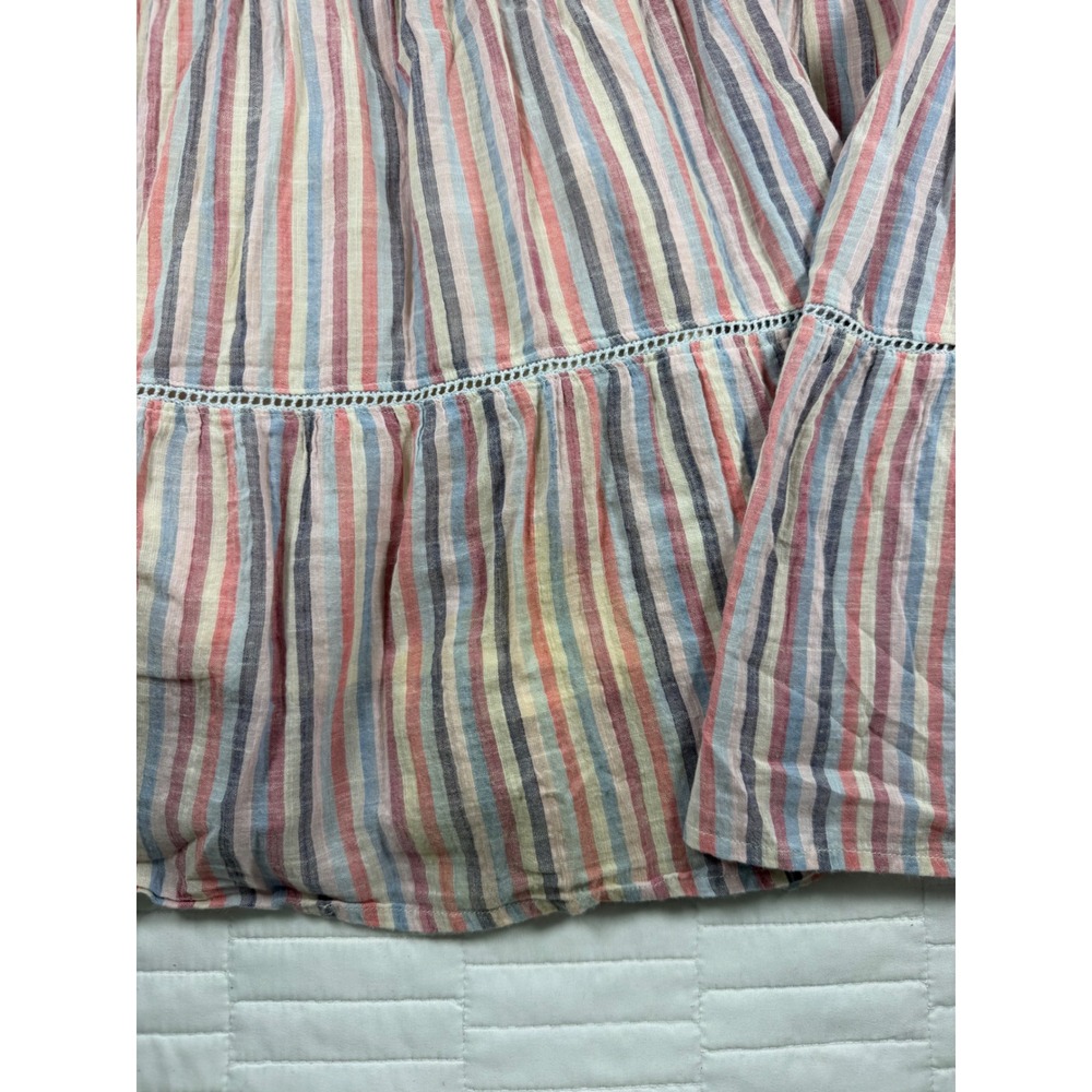 Anthropologie Sundry Luna Tiered Midi Dress Striped Pastel Beach Resortwear 2 - Picture 6 of 10